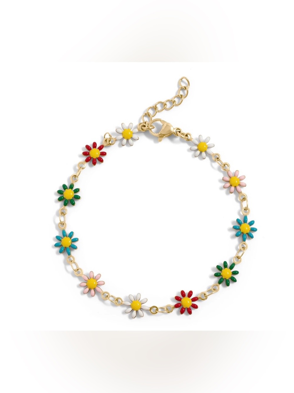 $38.00- 18K Gold PVD Multi Colored Floral Chain Bracelet